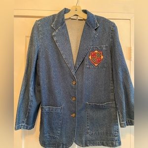 Vintage denim blazer with patch detail